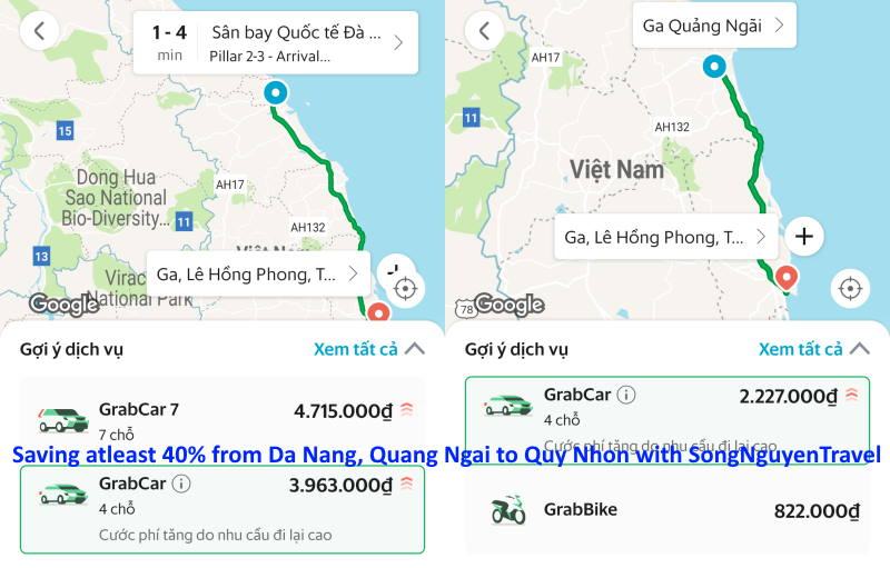 Grab từ Đà Nẵng đi Quy Nhơn - Bình Định