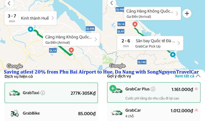 Grab, Taxi sân bay Phú Bài Huế