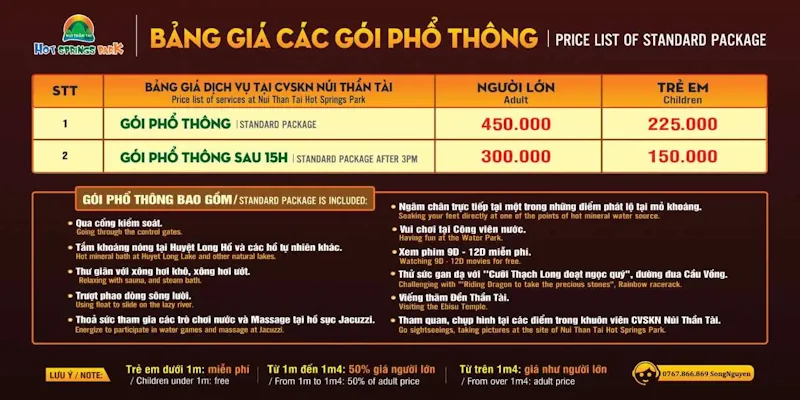 Giá vé vào cổng phổ thông Núi Thần Tài Đà Nẵng 2024
