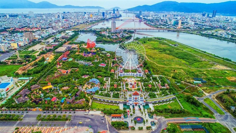 Beautiful Da Nang city from sky view