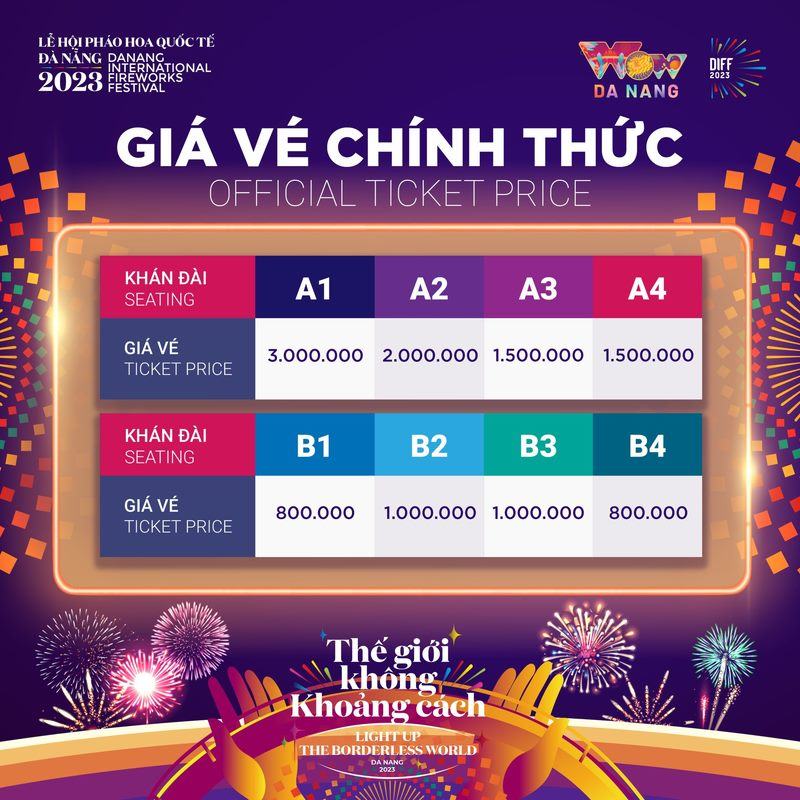 Giá vé xem pháo hoa Quốc tế Đà Nẵng 2023