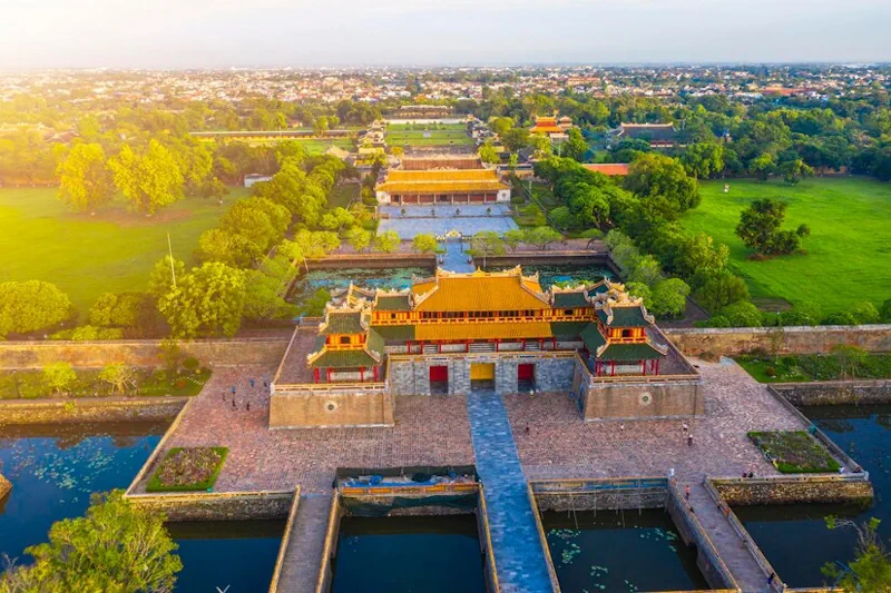 An aerial perspective of Hue Imperial City