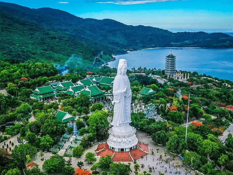 The panoramic view from Lady Buddha Statue at Linh Ung Pagoda on Son Tra Peninsula, Da Nang