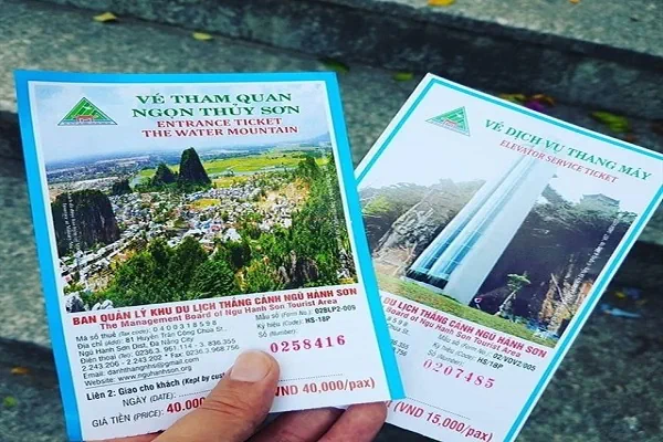 The entrance ticket price for Marble Mountains in Da Nang